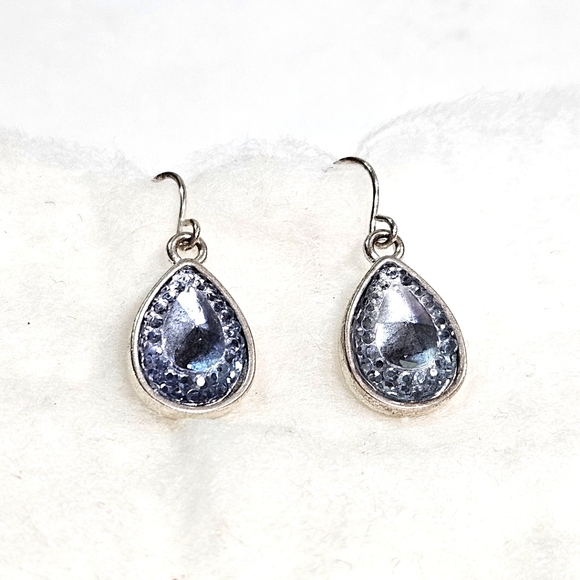 Teardrop Earrings in Mist Blue and Silver - Picture 1 of 3
